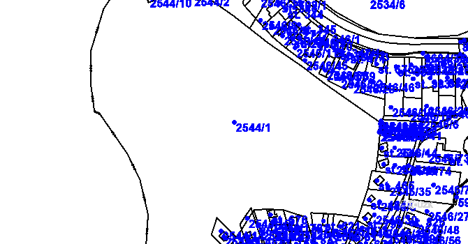 Parcela st. 2544/1 v KÚ Rusava, Katastrální mapa