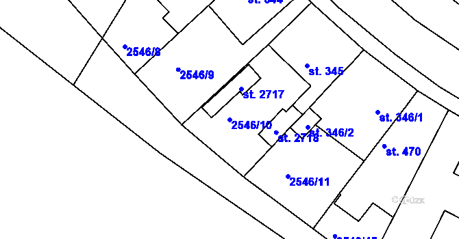 Parcela st. 2546/10 v KÚ Rusava, Katastrální mapa