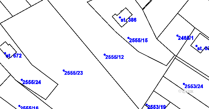 Parcela st. 2555/12 v KÚ Rusava, Katastrální mapa