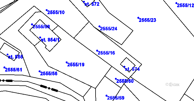 Parcela st. 2555/16 v KÚ Rusava, Katastrální mapa