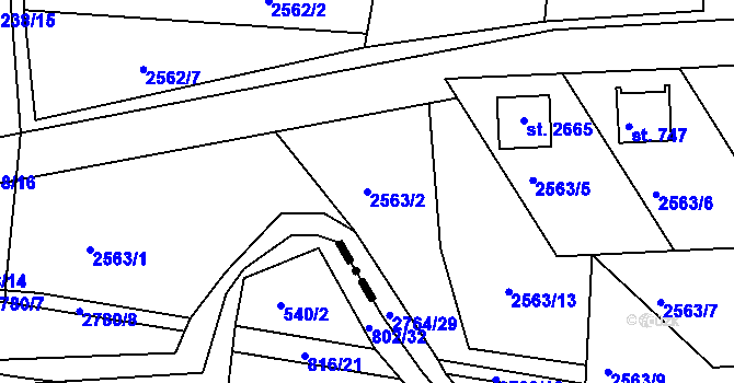 Parcela st. 2563/2 v KÚ Rusava, Katastrální mapa