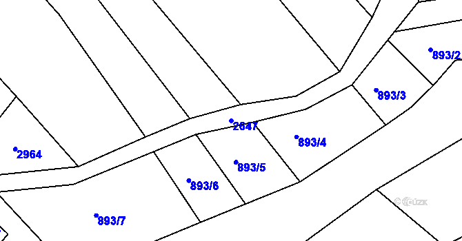 Parcela st. 2647 v KÚ Rusava, Katastrální mapa