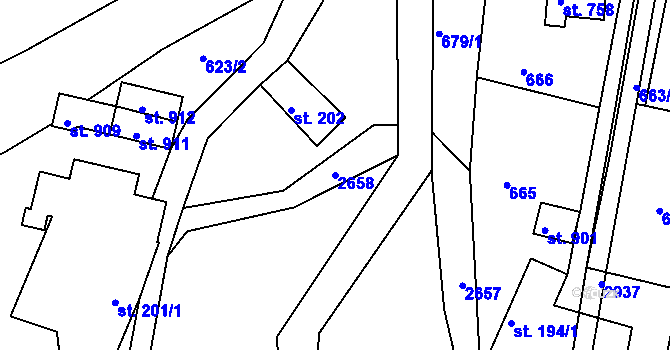 Parcela st. 2658 v KÚ Rusava, Katastrální mapa