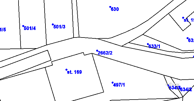 Parcela st. 2662/2 v KÚ Rusava, Katastrální mapa