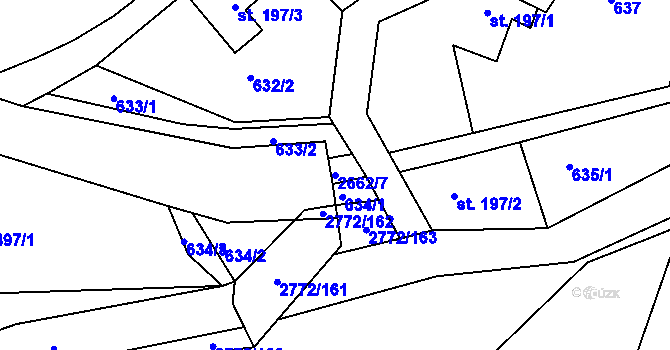 Parcela st. 2662/7 v KÚ Rusava, Katastrální mapa