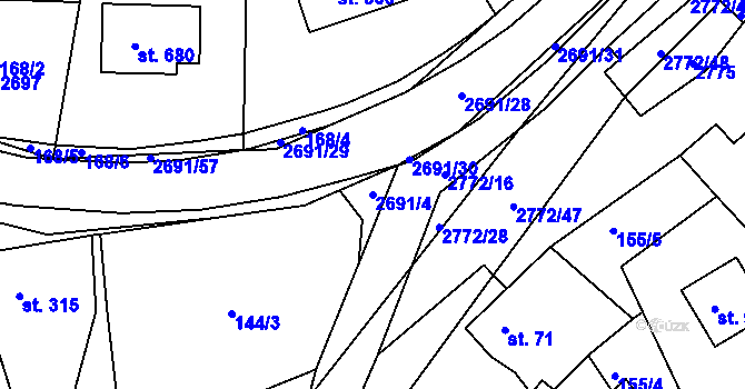 Parcela st. 2691/4 v KÚ Rusava, Katastrální mapa