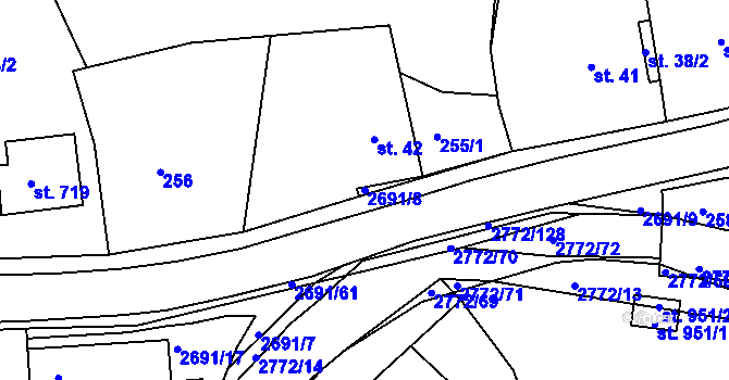 Parcela st. 2691/8 v KÚ Rusava, Katastrální mapa