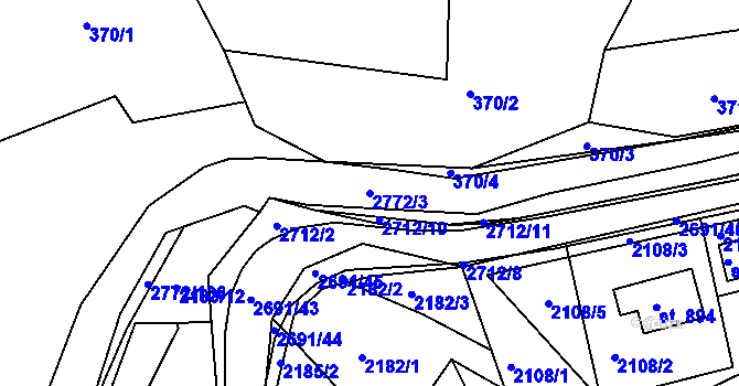 Parcela st. 2772/3 v KÚ Rusava, Katastrální mapa