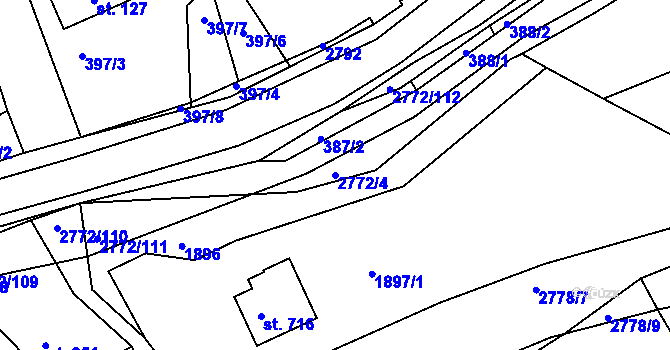 Parcela st. 2772/4 v KÚ Rusava, Katastrální mapa