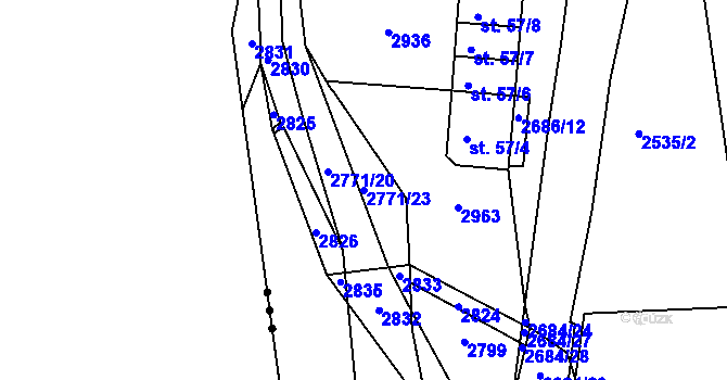 Parcela st. 2771/23 v KÚ Rusava, Katastrální mapa