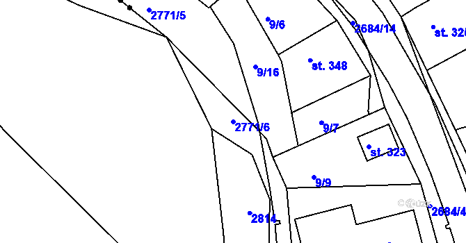 Parcela st. 2771/6 v KÚ Rusava, Katastrální mapa