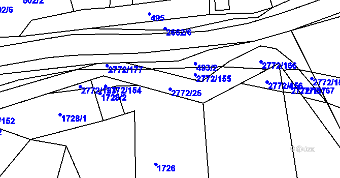 Parcela st. 2772/25 v KÚ Rusava, Katastrální mapa