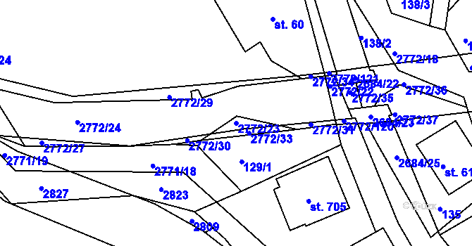 Parcela st. 2772/23 v KÚ Rusava, Katastrální mapa