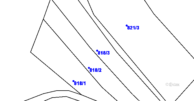 Parcela st. 818/3 v KÚ Rusava, Katastrální mapa