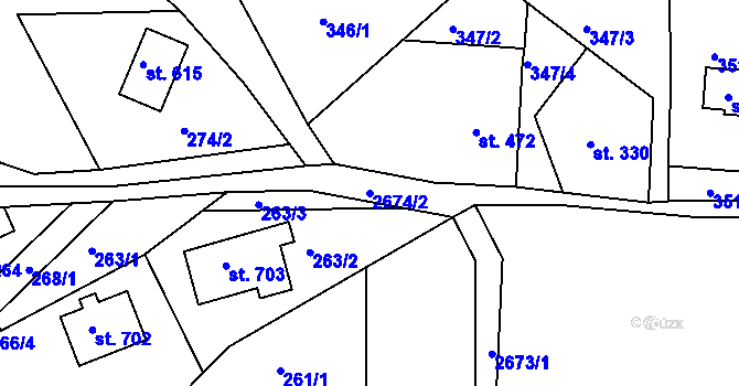 Parcela st. 2674/2 v KÚ Rusava, Katastrální mapa