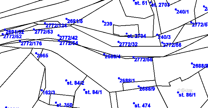 Parcela st. 2688/4 v KÚ Rusava, Katastrální mapa