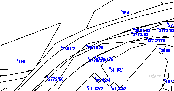 Parcela st. 2691/20 v KÚ Rusava, Katastrální mapa