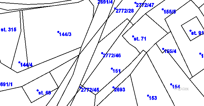 Parcela st. 2772/46 v KÚ Rusava, Katastrální mapa