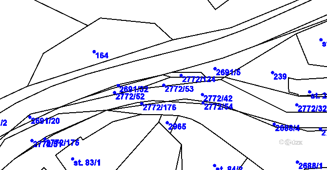 Parcela st. 2772/53 v KÚ Rusava, Katastrální mapa