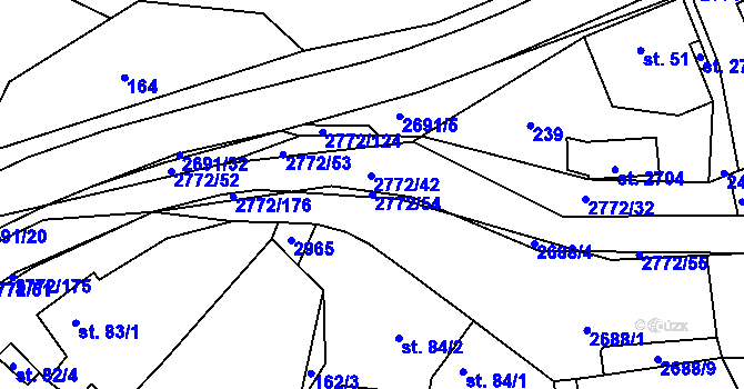 Parcela st. 2772/54 v KÚ Rusava, Katastrální mapa