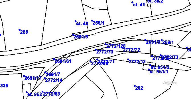 Parcela st. 2772/70 v KÚ Rusava, Katastrální mapa