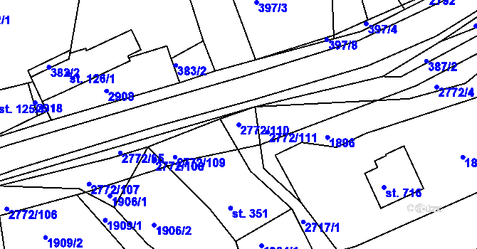 Parcela st. 2772/110 v KÚ Rusava, Katastrální mapa
