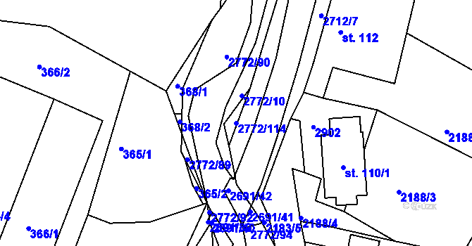 Parcela st. 2772/114 v KÚ Rusava, Katastrální mapa