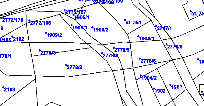 Parcela st. 2778/4 v KÚ Rusava, Katastrální mapa