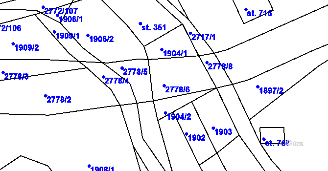 Parcela st. 2778/6 v KÚ Rusava, Katastrální mapa
