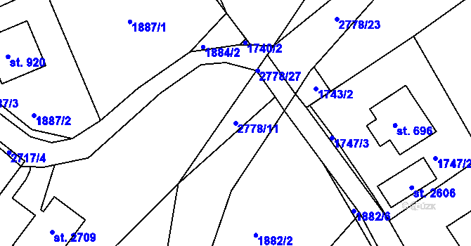 Parcela st. 2778/11 v KÚ Rusava, Katastrální mapa