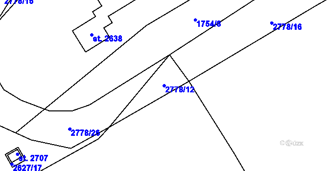 Parcela st. 2778/12 v KÚ Rusava, Katastrální mapa