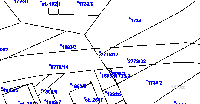 Parcela st. 2778/17 v KÚ Rusava, Katastrální mapa