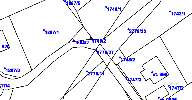 Parcela st. 2778/27 v KÚ Rusava, Katastrální mapa