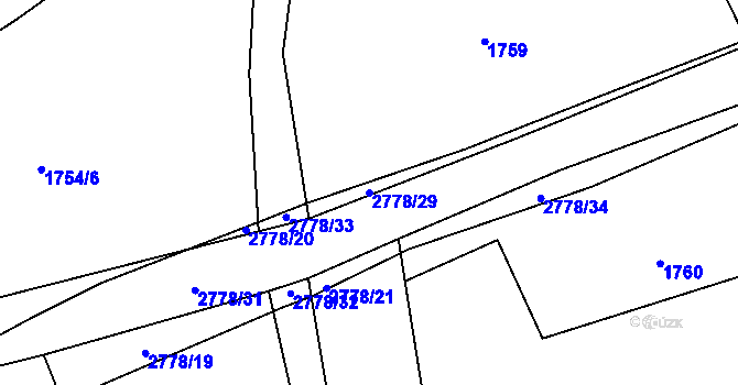 Parcela st. 2778/29 v KÚ Rusava, Katastrální mapa