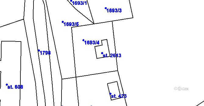 Parcela st. 2613 v KÚ Rusava, Katastrální mapa