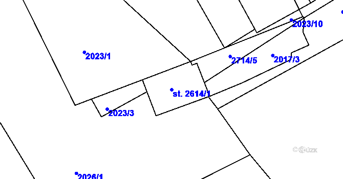 Parcela st. 2614/1 v KÚ Rusava, Katastrální mapa