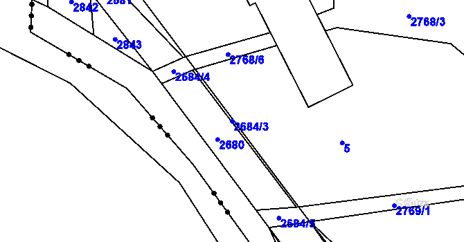 Parcela st. 2684/3 v KÚ Rusava, Katastrální mapa