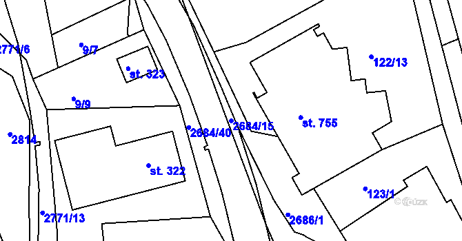 Parcela st. 2684/15 v KÚ Rusava, Katastrální mapa