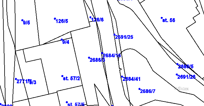 Parcela st. 2684/16 v KÚ Rusava, Katastrální mapa