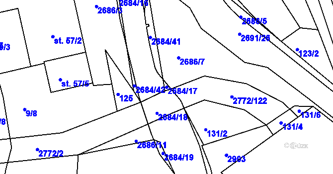 Parcela st. 2684/17 v KÚ Rusava, Katastrální mapa