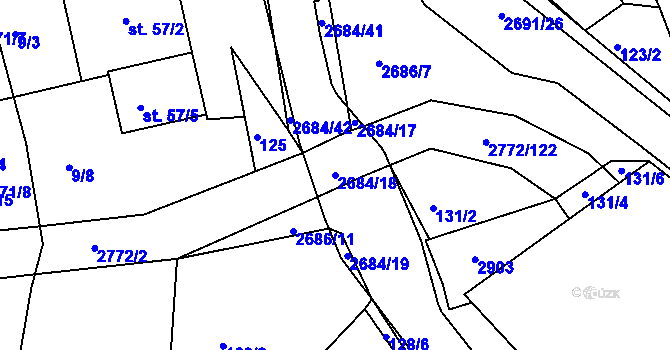 Parcela st. 2684/18 v KÚ Rusava, Katastrální mapa