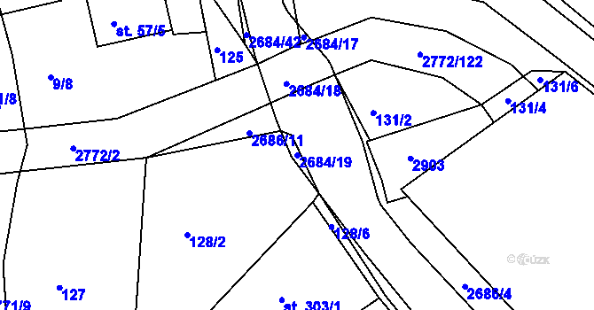 Parcela st. 2684/19 v KÚ Rusava, Katastrální mapa