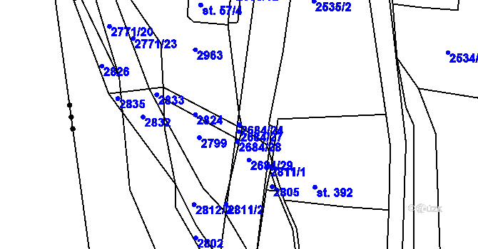 Parcela st. 2684/24 v KÚ Rusava, Katastrální mapa