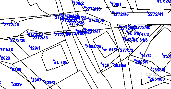 Parcela st. 2684/25 v KÚ Rusava, Katastrální mapa