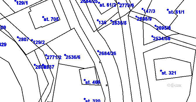 Parcela st. 2684/26 v KÚ Rusava, Katastrální mapa