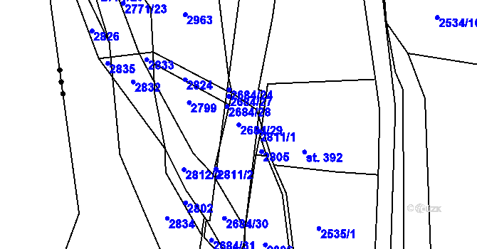 Parcela st. 2684/29 v KÚ Rusava, Katastrální mapa