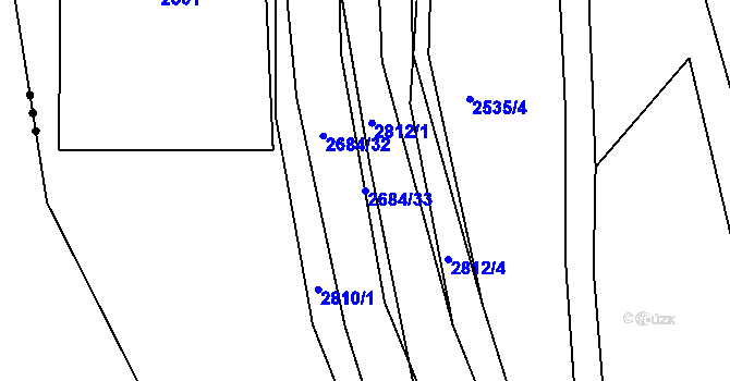 Parcela st. 2684/33 v KÚ Rusava, Katastrální mapa