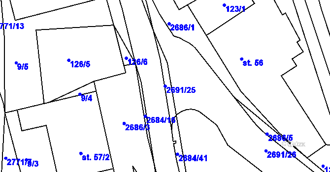 Parcela st. 2691/25 v KÚ Rusava, Katastrální mapa