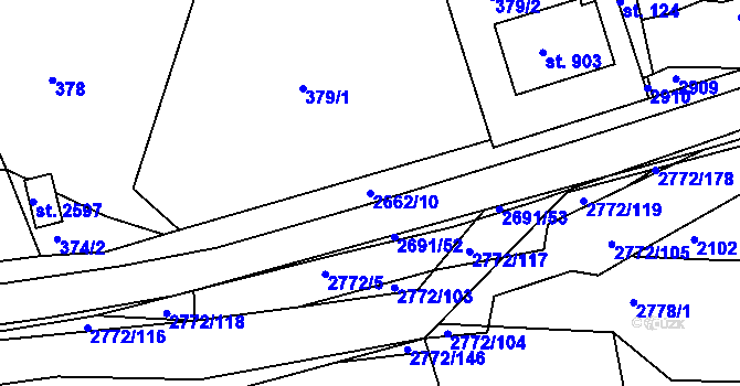 Parcela st. 2662/10 v KÚ Rusava, Katastrální mapa