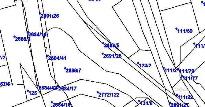 Parcela st. 2691/26 v KÚ Rusava, Katastrální mapa